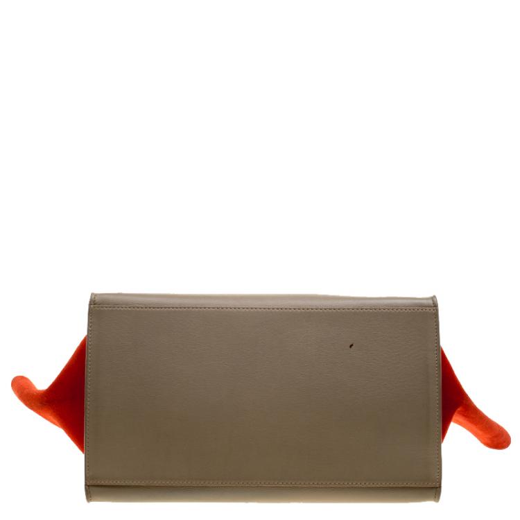Pre Owned Celine Tri Color Leather and Suede Medium Trapeze Bag