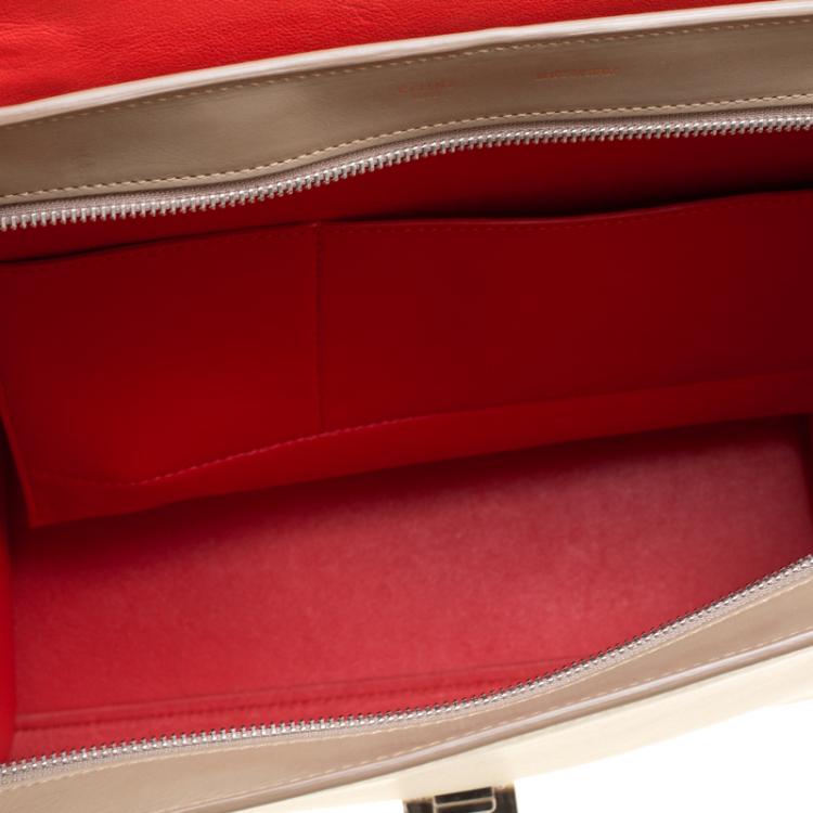 Pre Owned Celine Tri Color Leather and Suede Medium Trapeze Bag