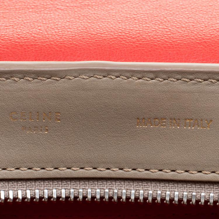 Pre Owned Celine Tri Color Leather and Suede Medium Trapeze Bag