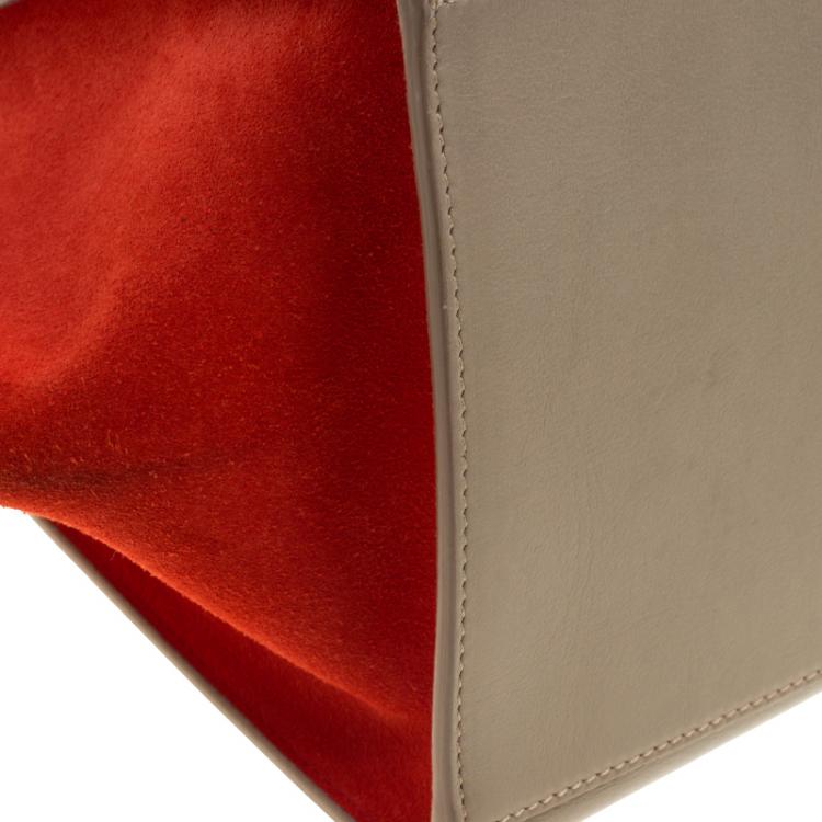 Pre Owned Celine Tri Color Leather and Suede Medium Trapeze Bag