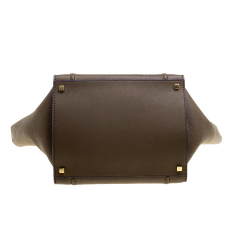 Pre Owned Celine Fatigue Green Leather Medium Phantom Luggage Tote