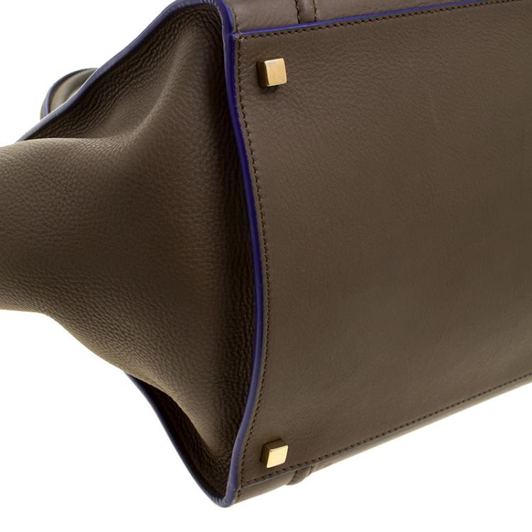 Pre Owned Celine Fatigue Green Leather Medium Phantom Luggage Tote