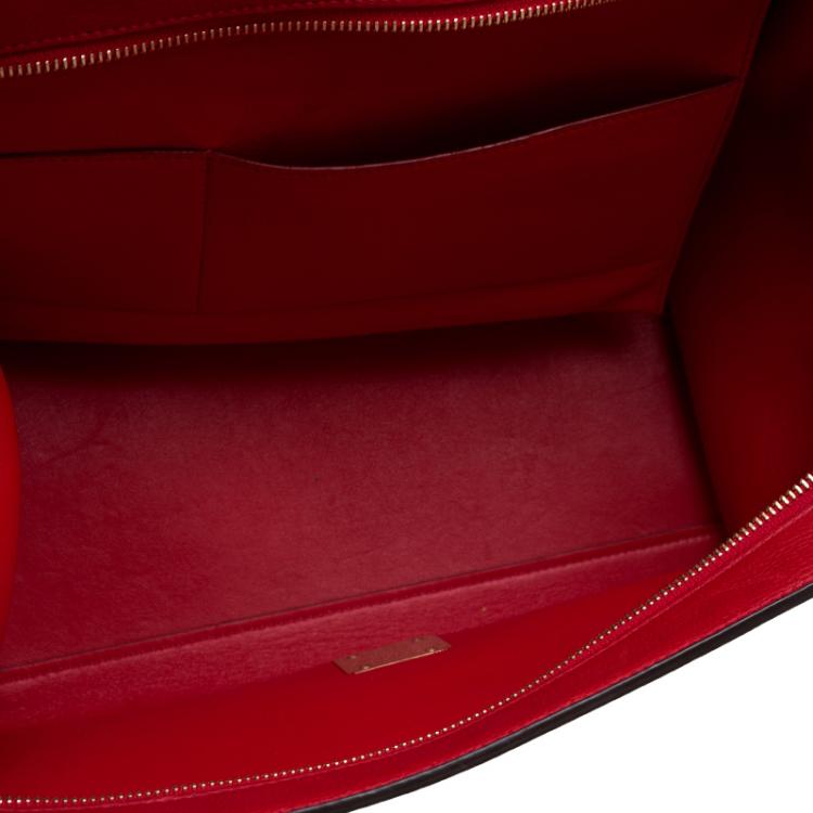 Pre Owned Celine Red Leather and Suede Medium Trapeze Bag