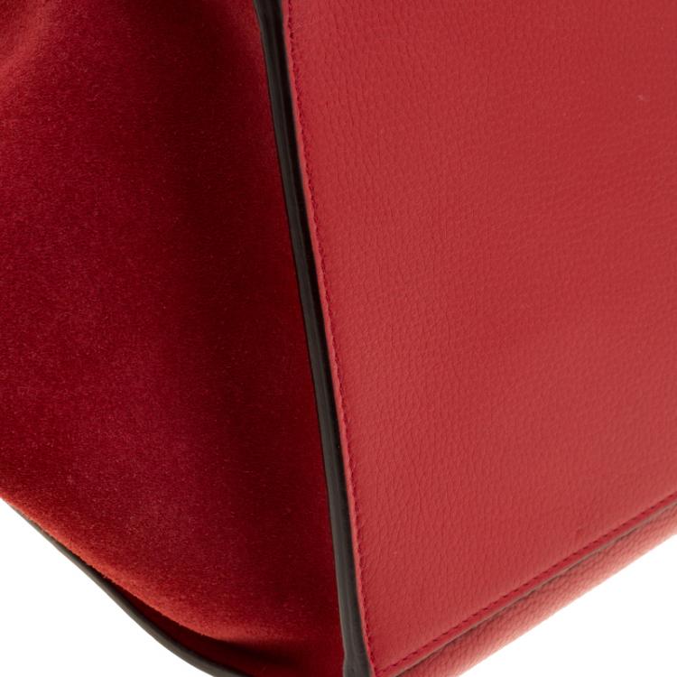 Pre Owned Celine Red Leather and Suede Medium Trapeze Bag