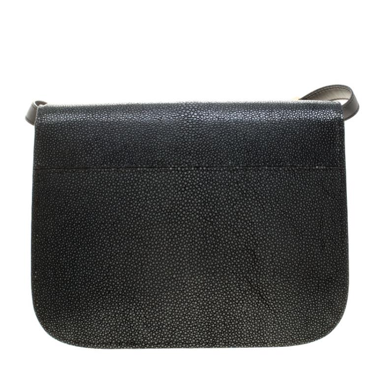 Pre Owned Celine Grey Stingray Medium Classic Box Shoulder Bag