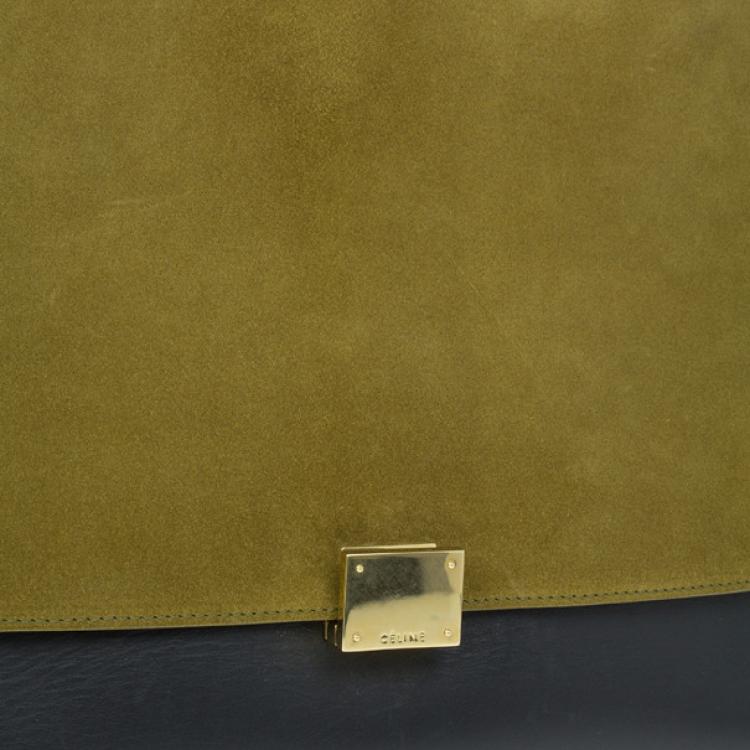 Pre Owned Celine Tricolor Smooth Calfskin and Suede Medium Trapeze Tote