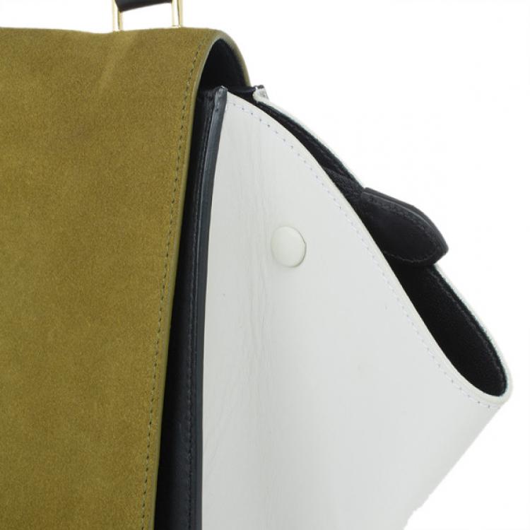 Pre Owned Celine Tricolor Smooth Calfskin and Suede Medium Trapeze Tote