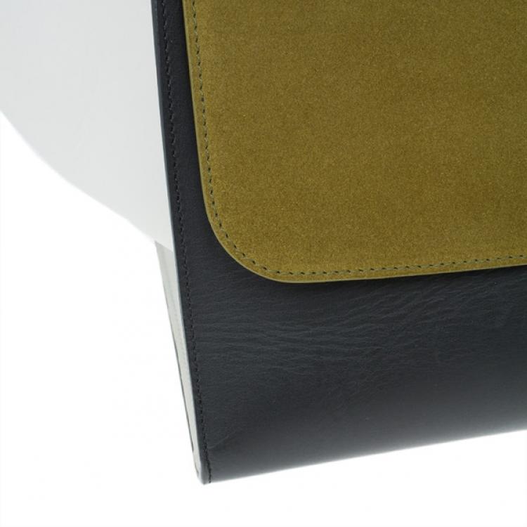 Pre Owned Celine Tricolor Smooth Calfskin and Suede Medium Trapeze Tote