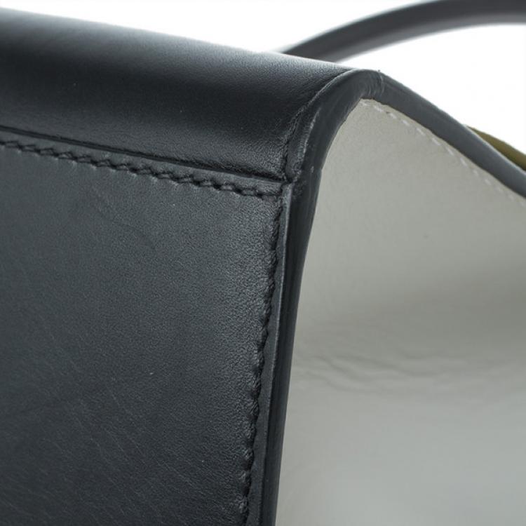 Pre Owned Celine Tricolor Smooth Calfskin and Suede Medium Trapeze Tote