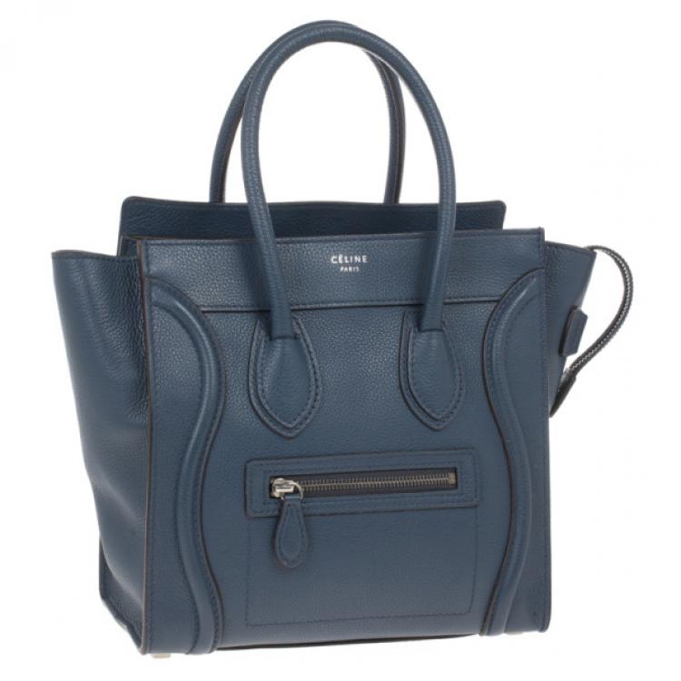 Pre Owned Celine Blue Micro Luggage Tote
