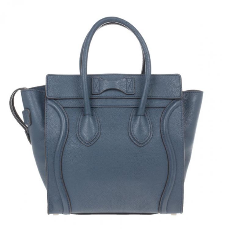 Pre Owned Celine Blue Micro Luggage Tote