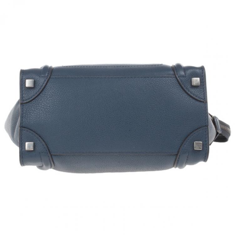 Pre Owned Celine Blue Micro Luggage Tote