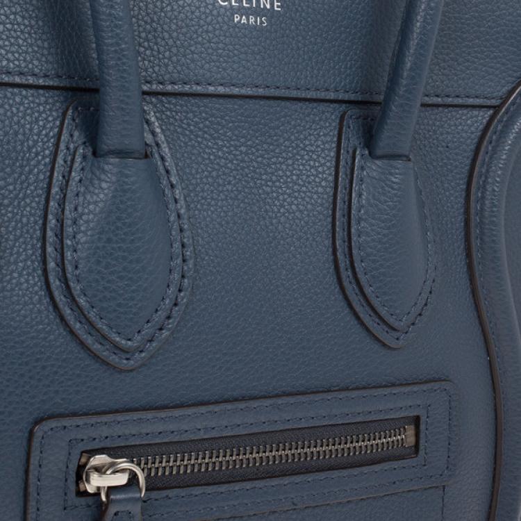 Pre Owned Celine Blue Micro Luggage Tote
