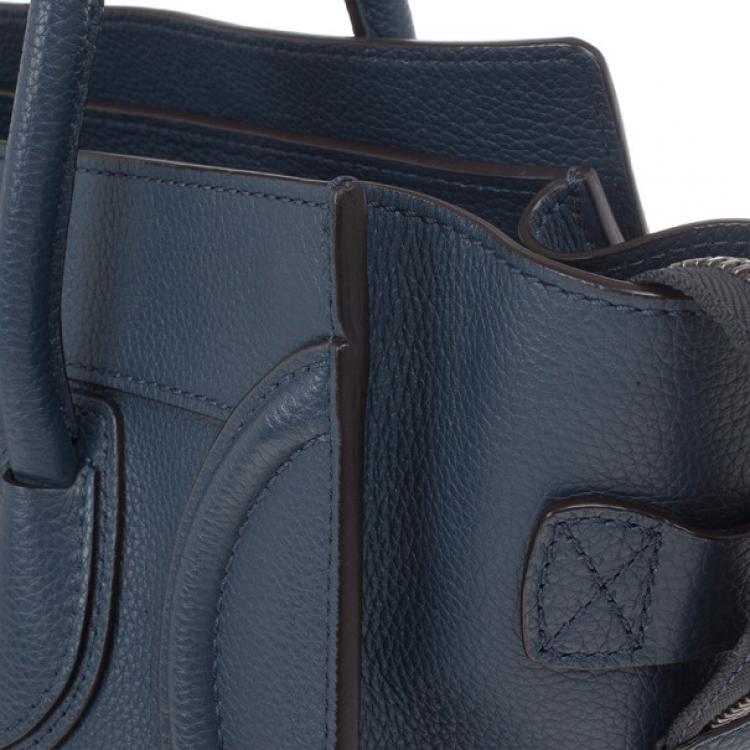 Pre Owned Celine Blue Micro Luggage Tote