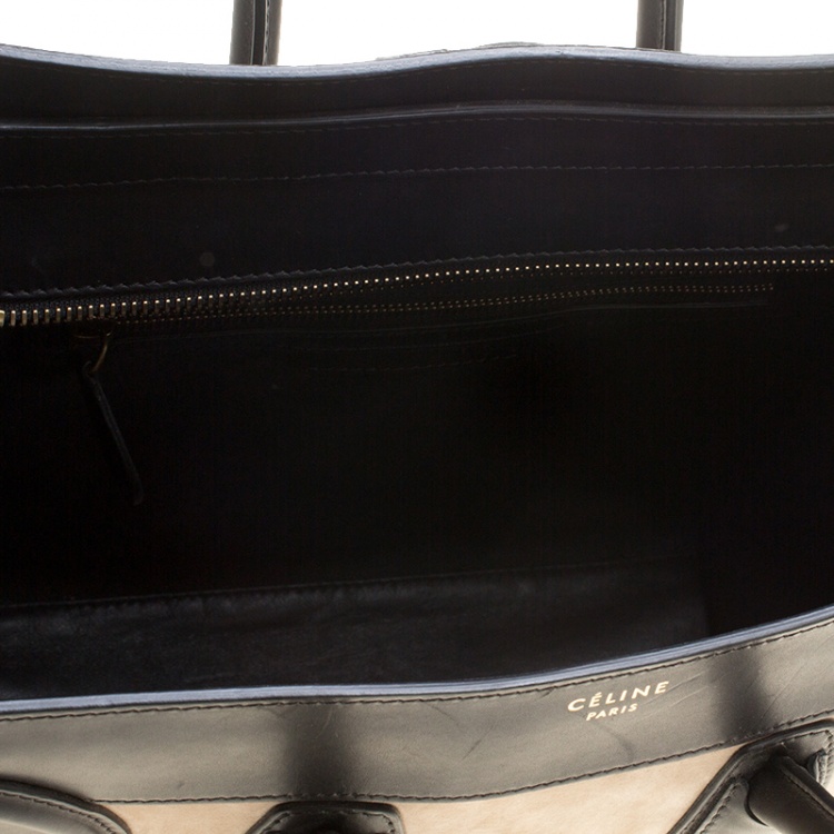 Pre Owned Celine Tri Color Leather and Suede Mini Luggage Tote
