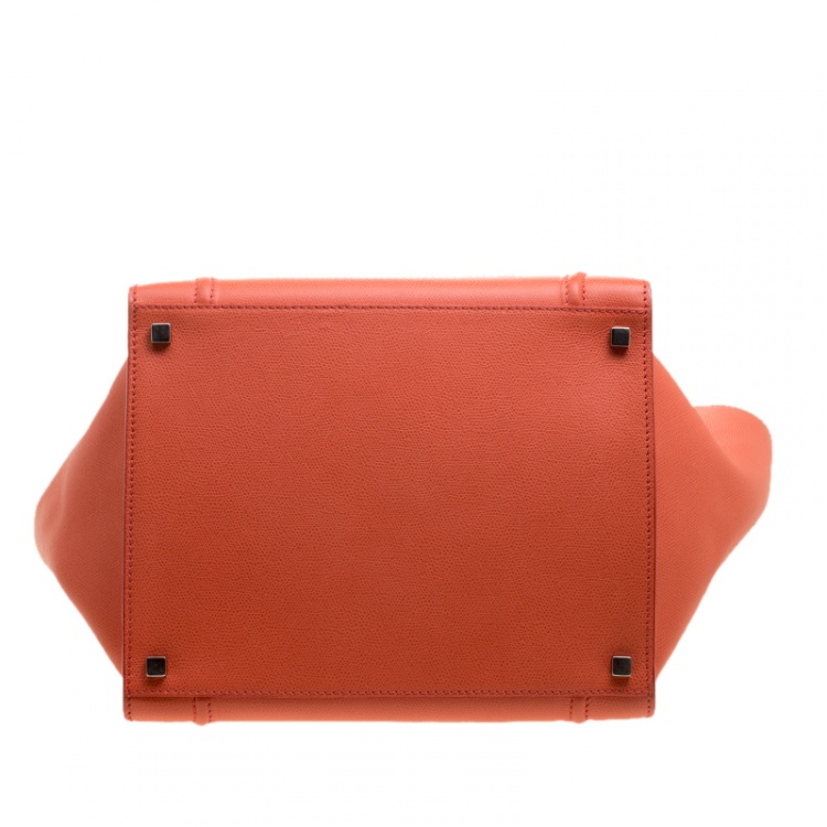Pre Owned Celine Orange Leather Medium Phantom Luggage Tote