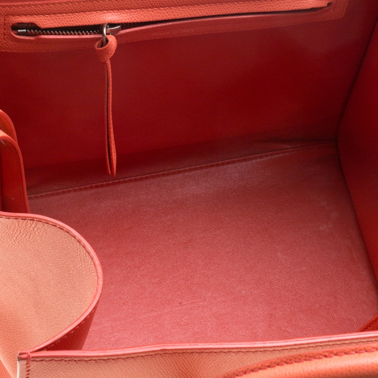 Pre Owned Celine Orange Leather Medium Phantom Luggage Tote