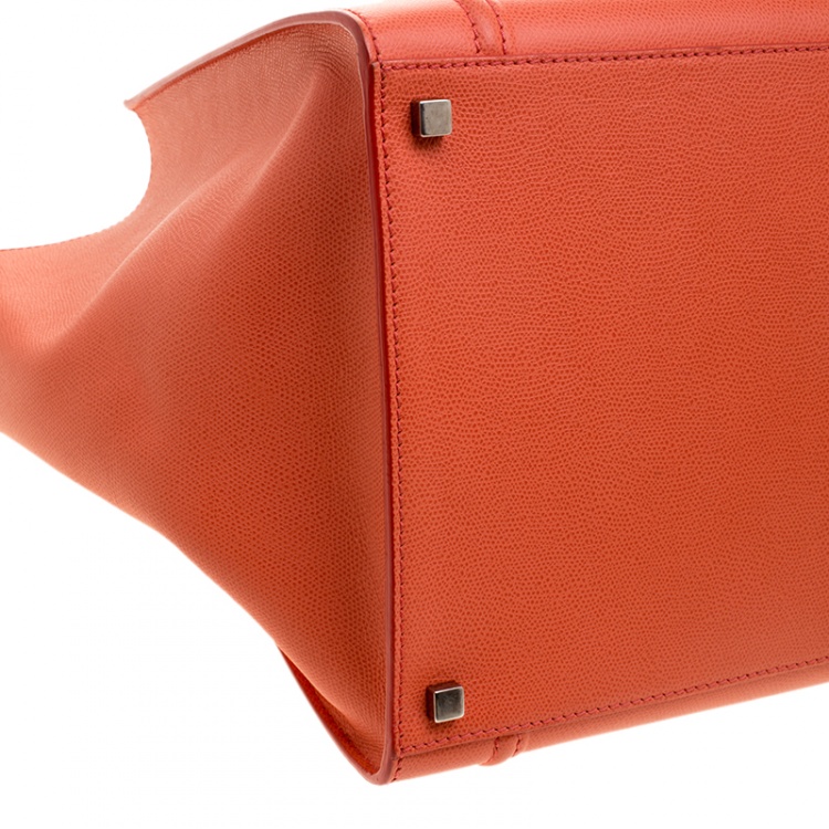 Pre Owned Celine Orange Leather Medium Phantom Luggage Tote