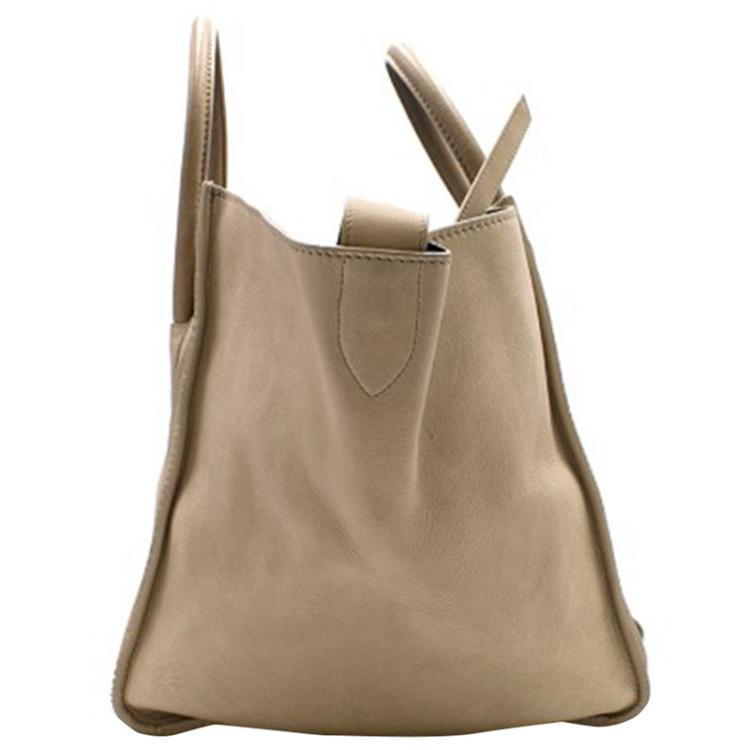 Pre Owned Celine Beige Leather Phantom Luggage Tote