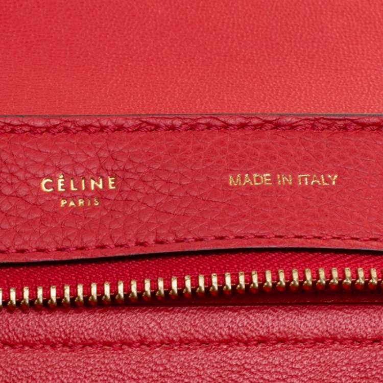 Pre Owned Celine Red Leather and Suede Medium Trapeze Bag