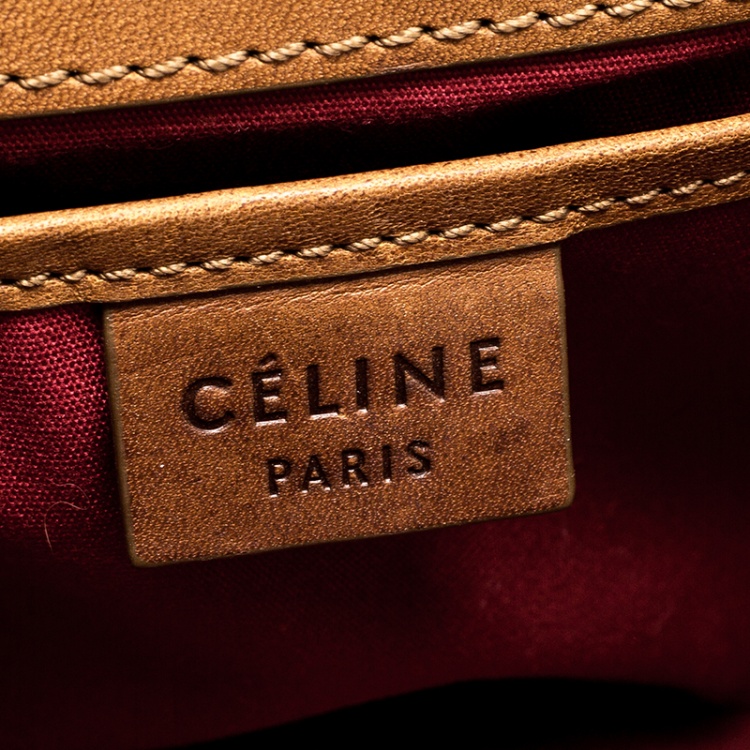 Pre Owned Celine Brown/Cognac Monogram Canvas and Leather Mini Camera Crossbody Bag