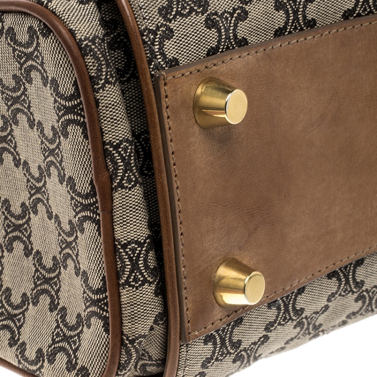 Pre Owned Celine Brown/Cognac Monogram Canvas and Leather Mini Camera Crossbody Bag