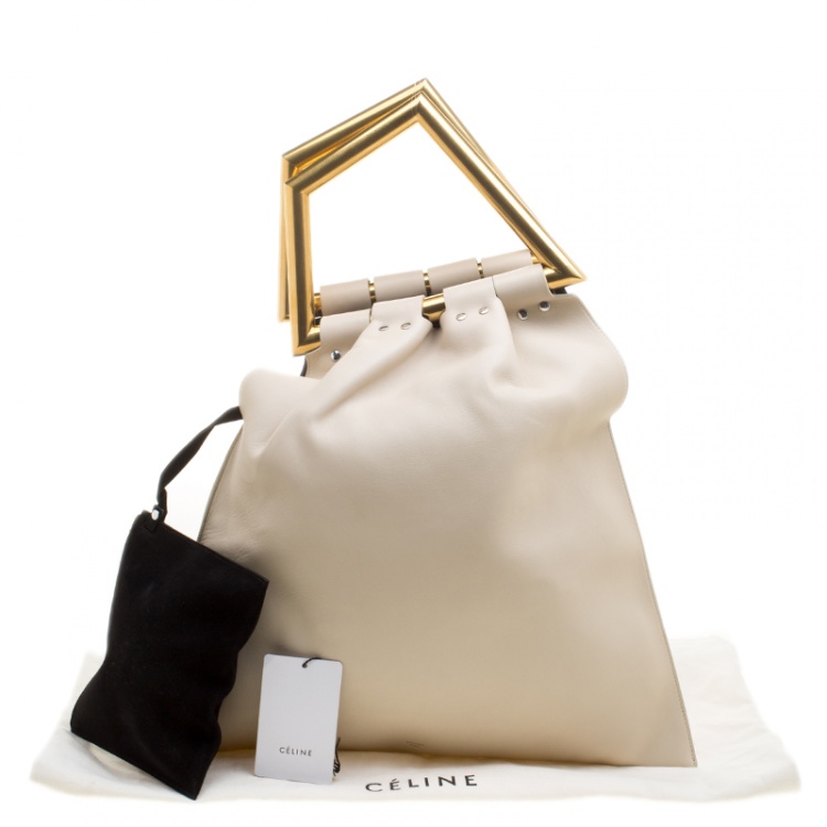 Pre Owned Celine Cream Leather Open Triangle Bag