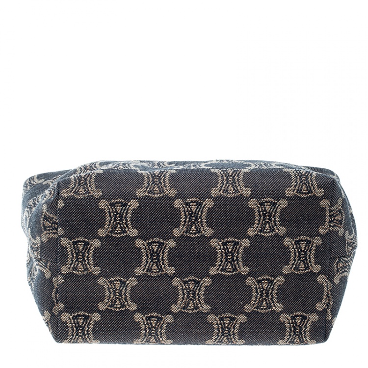 Pre Owned Celine Blue Macadam Denim Shoulder Bag