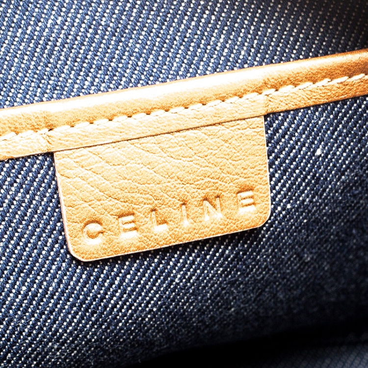 Pre Owned Celine Blue Macadam Denim Shoulder Bag