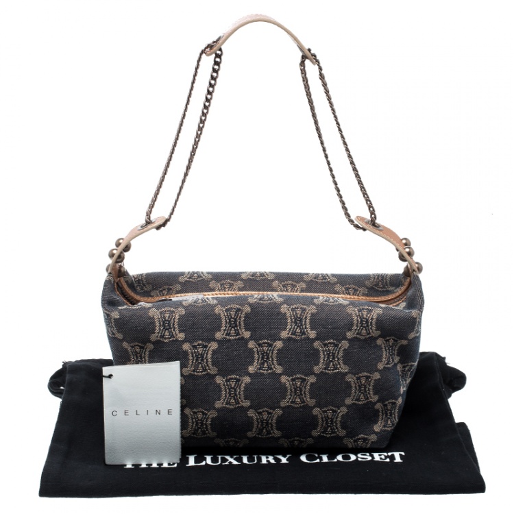 Pre Owned Celine Blue Macadam Denim Shoulder Bag