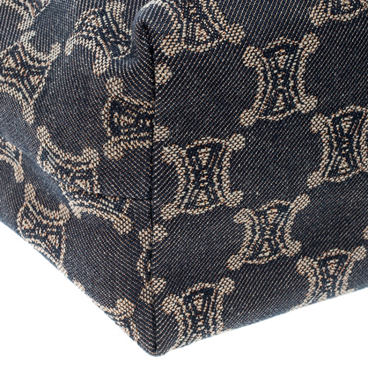 Pre Owned Celine Blue Macadam Denim Shoulder Bag