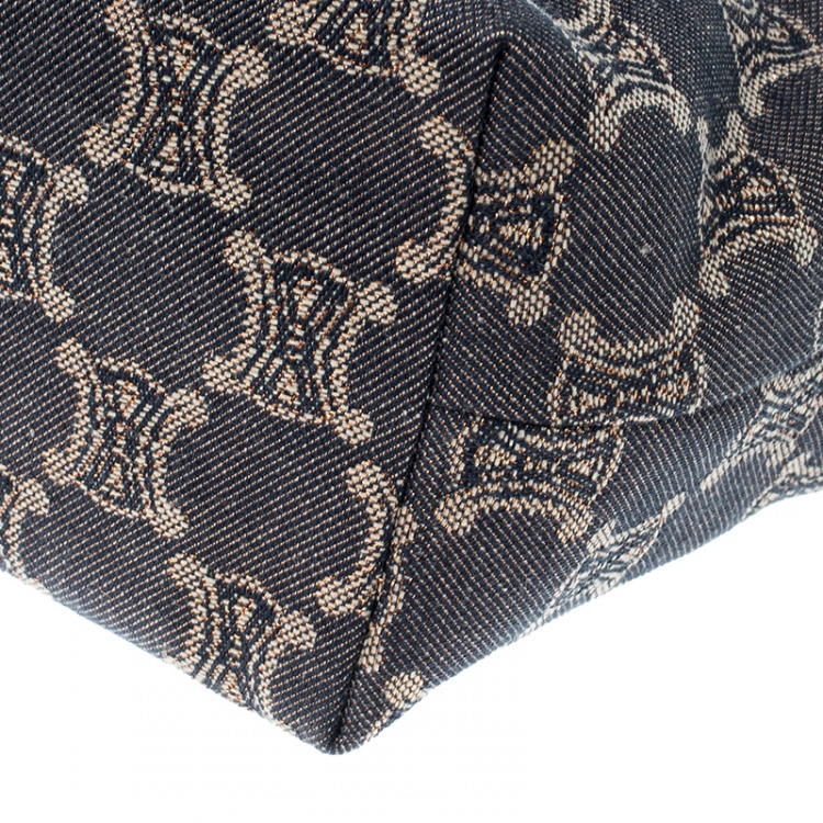 Pre Owned Celine Blue Macadam Denim Shoulder Bag