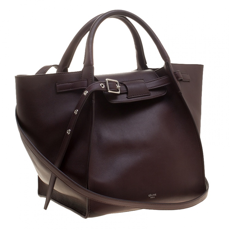 Pre Owned Celine Burgundy Leather Big Bag Bucket Bag