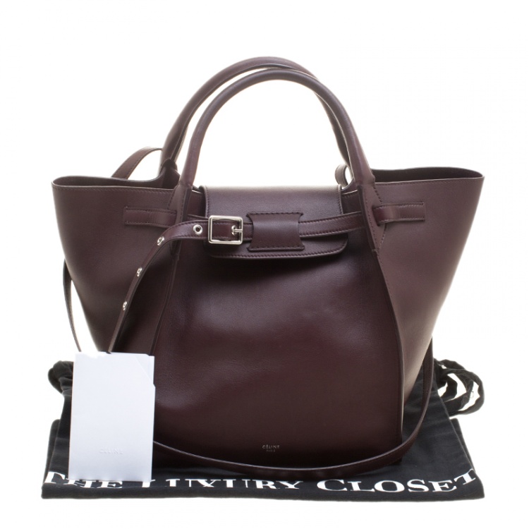 Pre Owned Celine Burgundy Leather Big Bag Bucket Bag