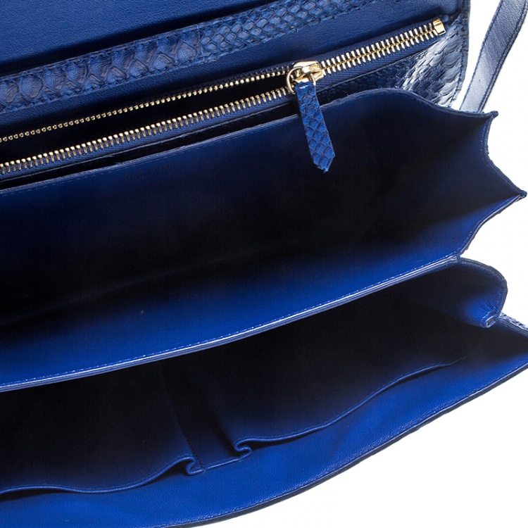 Pre Owned Celine Blue Python Large Classic Box Shoulder Bag