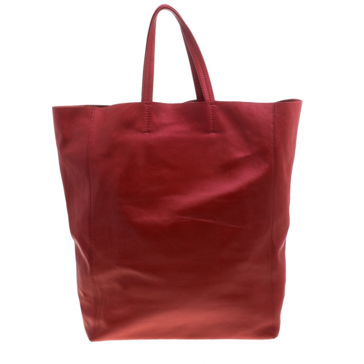 Pre Owned Celine Red Leather Cabas Tote