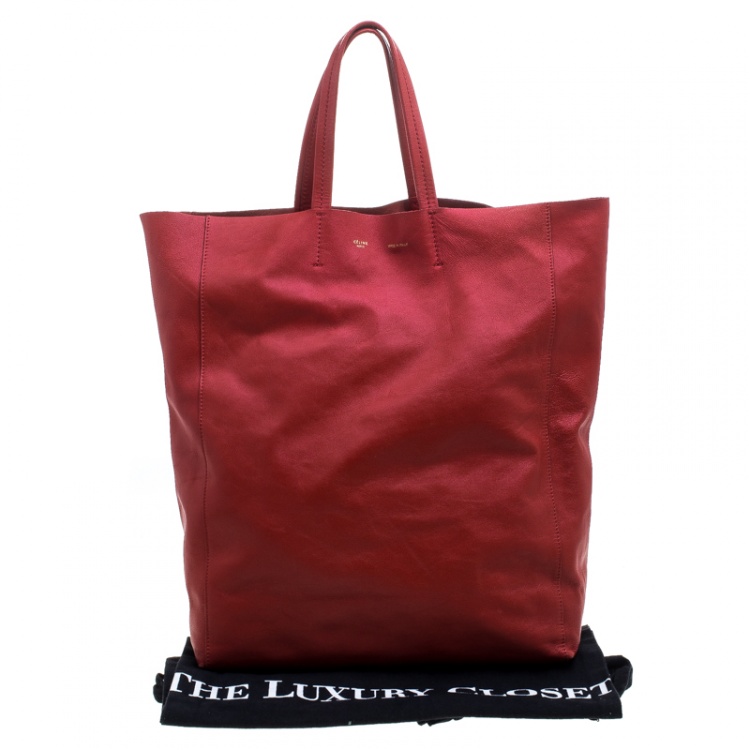 Pre Owned Celine Red Leather Cabas Tote