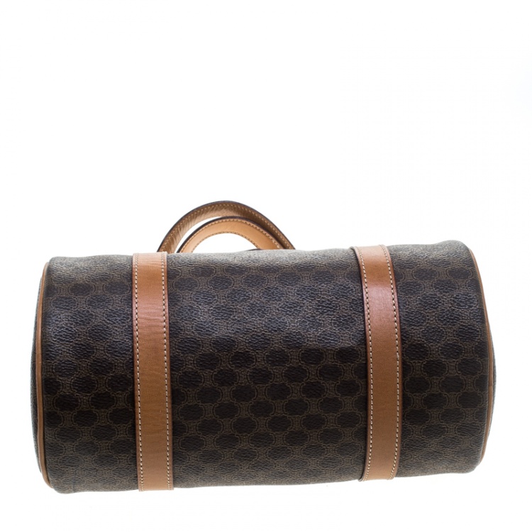 Pre Owned Céline Brown Coated Canvas Macadam Boston Bag