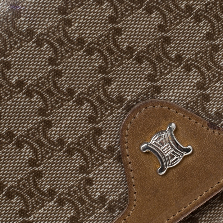 Pre Owned Céline Brown Coated Canvas Macadam Continental Wallet