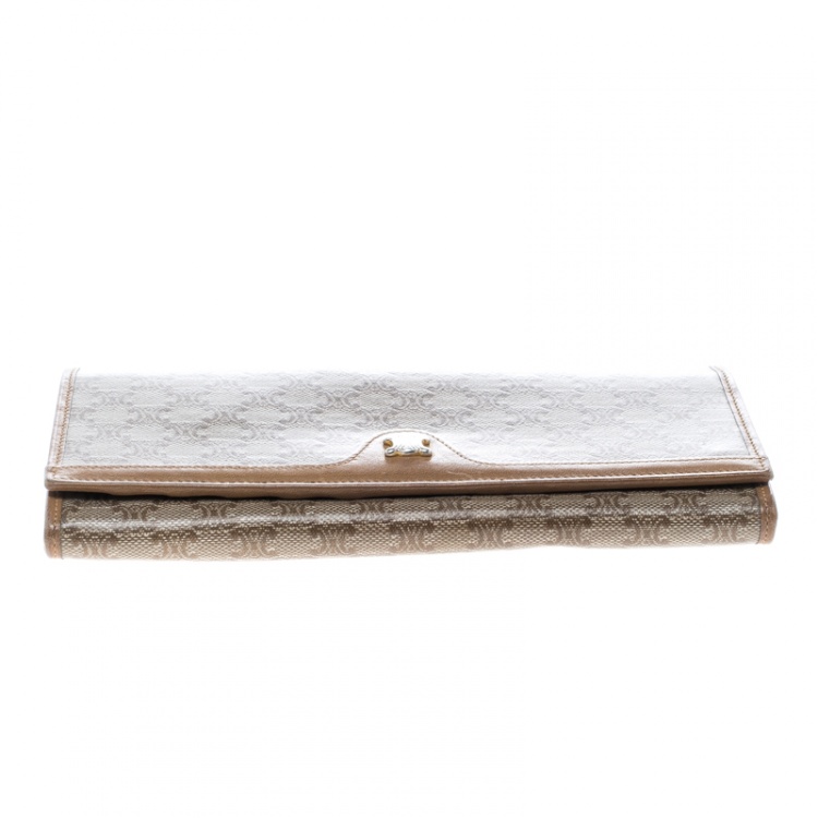 Pre Owned Céline Brown Coated Canvas Macadam Continental Wallet
