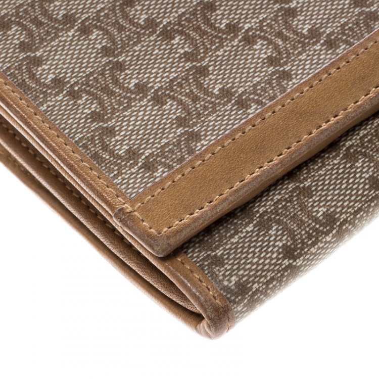 Pre Owned Céline Brown Coated Canvas Macadam Continental Wallet