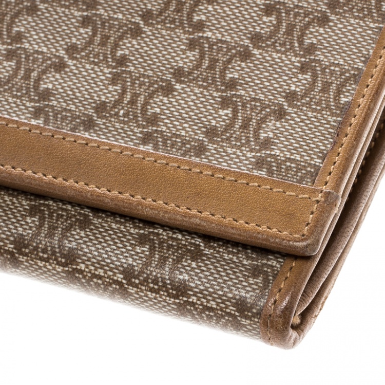 Pre Owned Céline Brown Coated Canvas Macadam Continental Wallet
