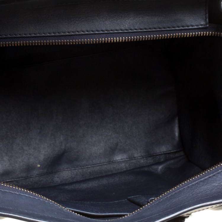 Pre Owned Celine Navy Blue Leather Mini Luggage Tote
