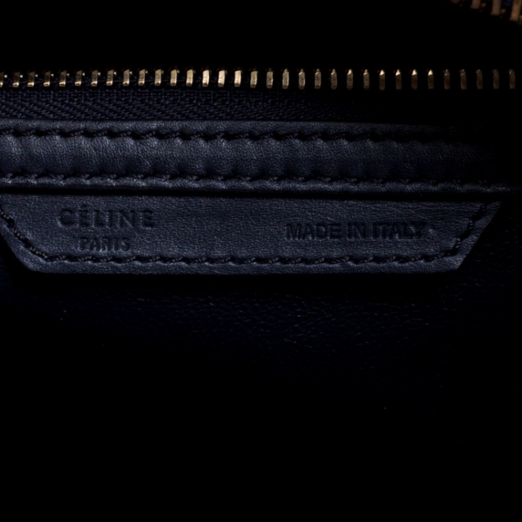 Pre Owned Celine Navy Blue Leather Mini Luggage Tote