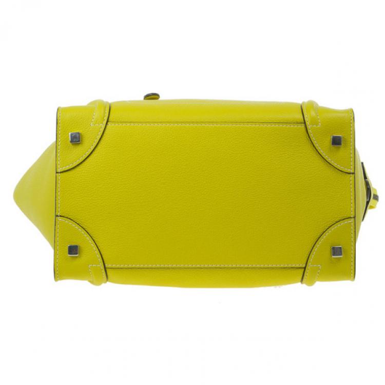 Pre Owned Celine Yellow Leather Mini Luggage Tote