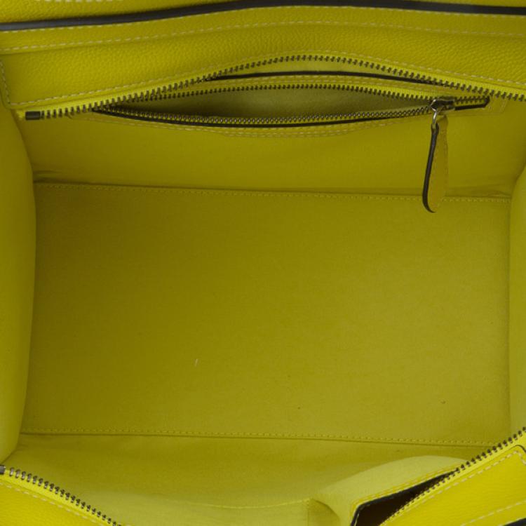 Pre Owned Celine Yellow Leather Mini Luggage Tote