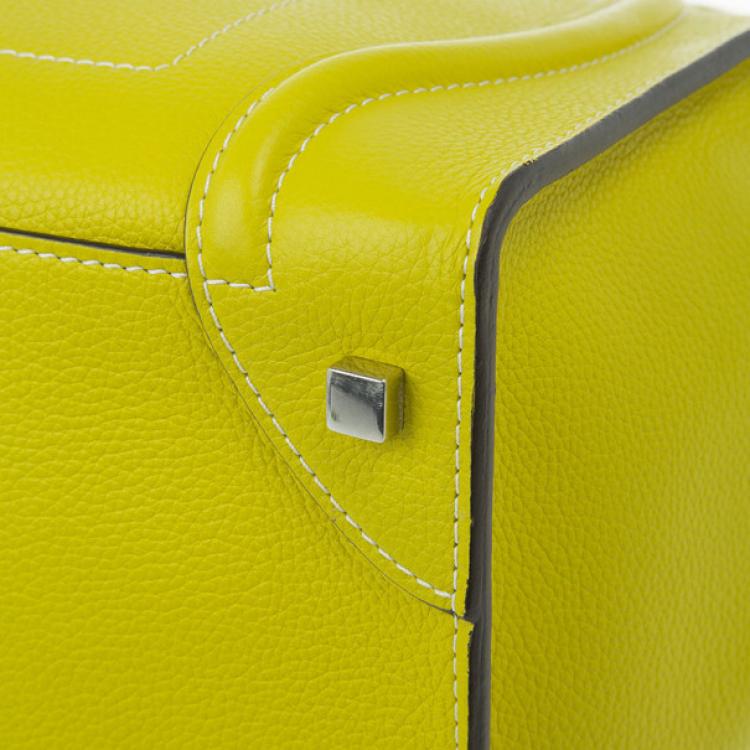 Pre Owned Celine Yellow Leather Mini Luggage Tote