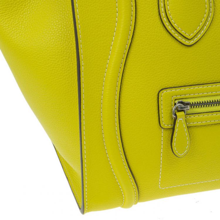 Pre Owned Celine Yellow Leather Mini Luggage Tote
