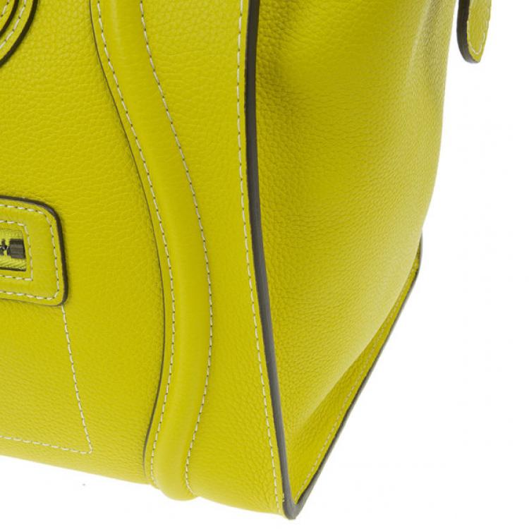 Pre Owned Celine Yellow Leather Mini Luggage Tote