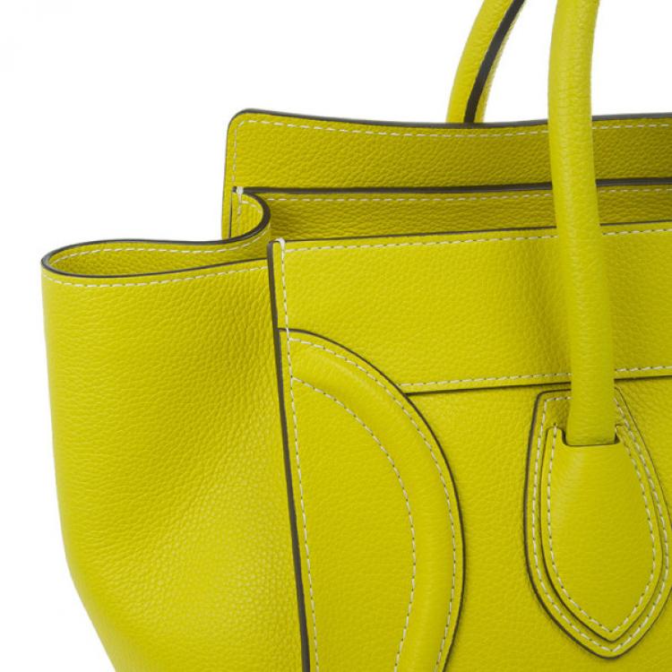 Pre Owned Celine Yellow Leather Mini Luggage Tote